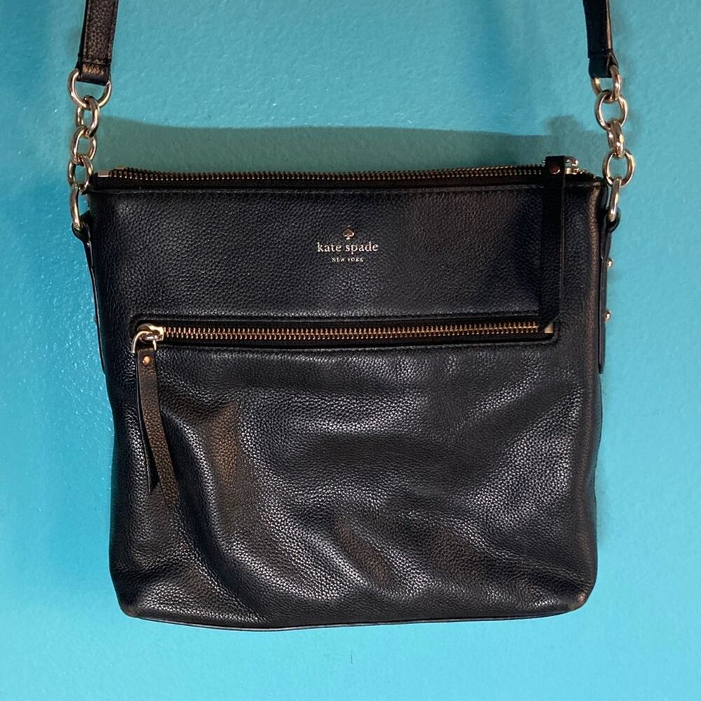Kate Spade Jackson Melisse Crossbody Bag Black Pebbled Leather Classic Purse